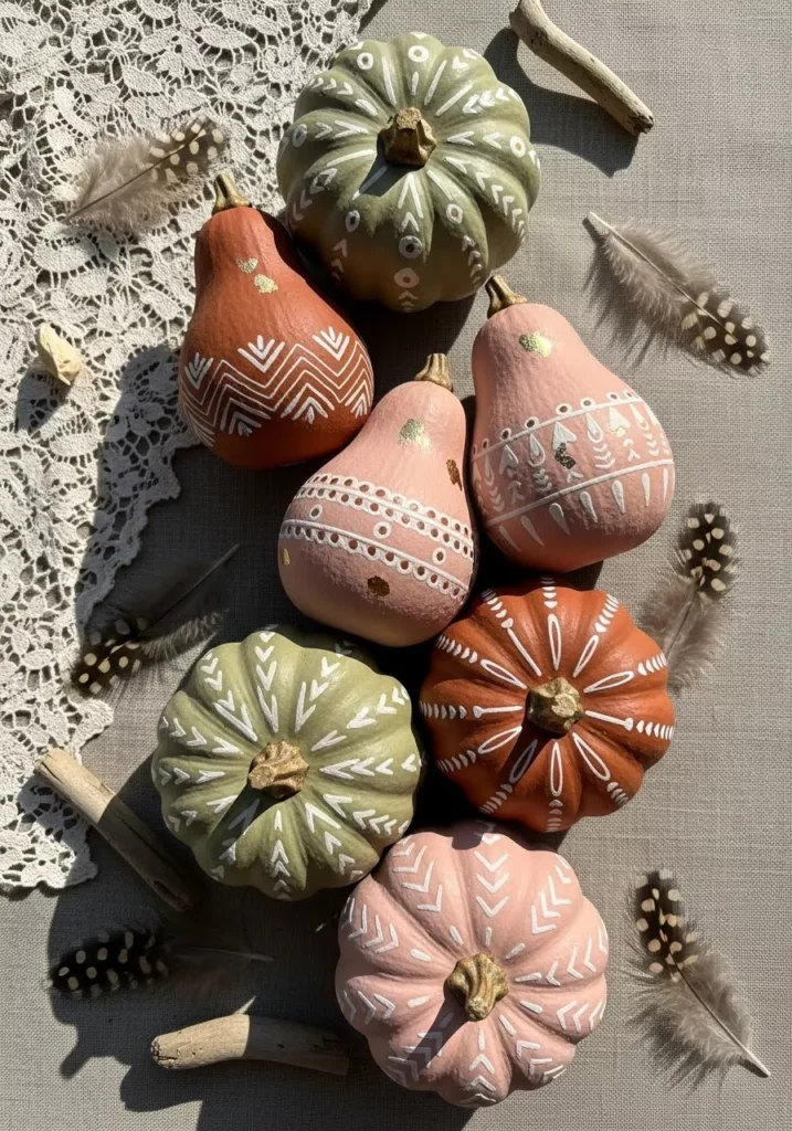 Pastel Boho Garden Pumpkin painting ideas