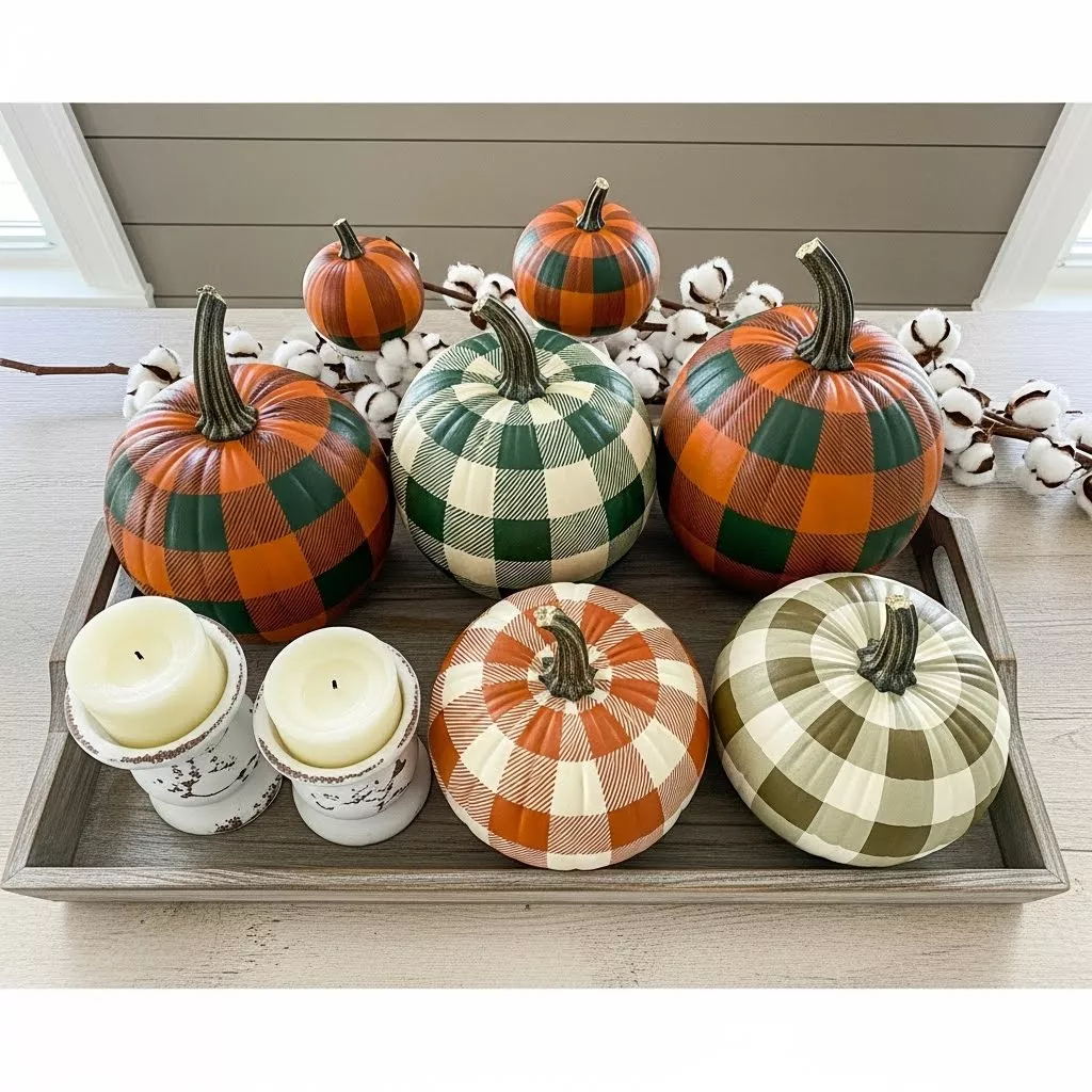 Cozy Plaid Family Pumpkin painting ideas